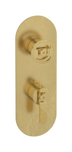 Комплект наружных частей термостата с дивертером на 2 потребителя - вертикальная овальная панель с ручками Bold WE ARE IB eua612onnb1 Natural Brass Aqua