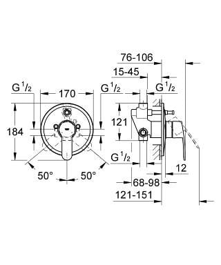 Однорычажный смеситель для ванны/душа с переключателем Grohe Eurostyle Cosmopolitan ARCH-00110603 - Вид №2