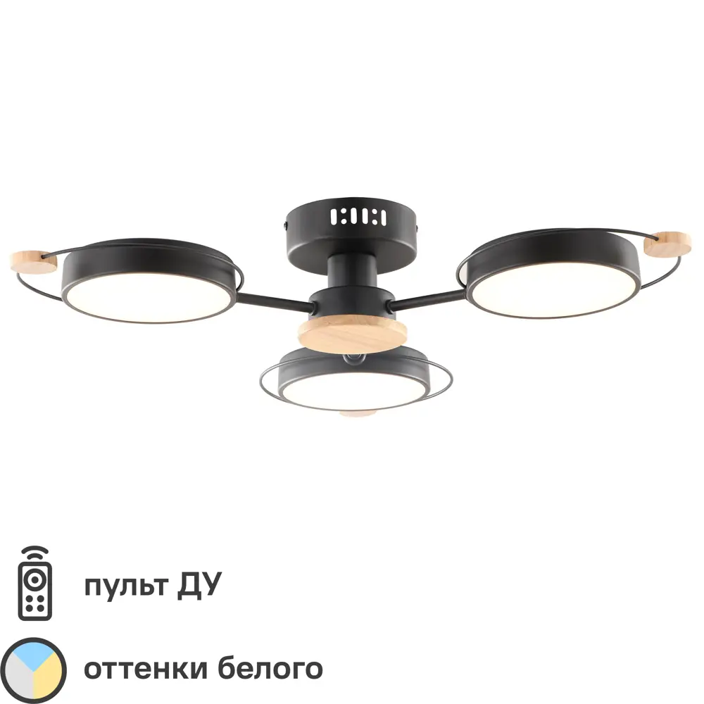 Люстра потолочная светодиодная Lamplandia Bergen Black L1479 с пультом управления, 15 м²,регулируемый белый свет, цвет черный 89728003 STLM-2112559 