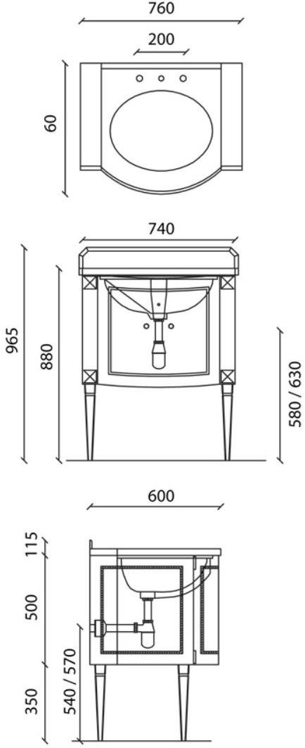 Gentry Home Тумба под умывальник в классическом стиле Chester sun-id-1450311 - Вид №4