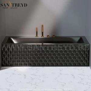 Ванна с декоративными панелями CLASS SQUARE с хромированными вставками черная