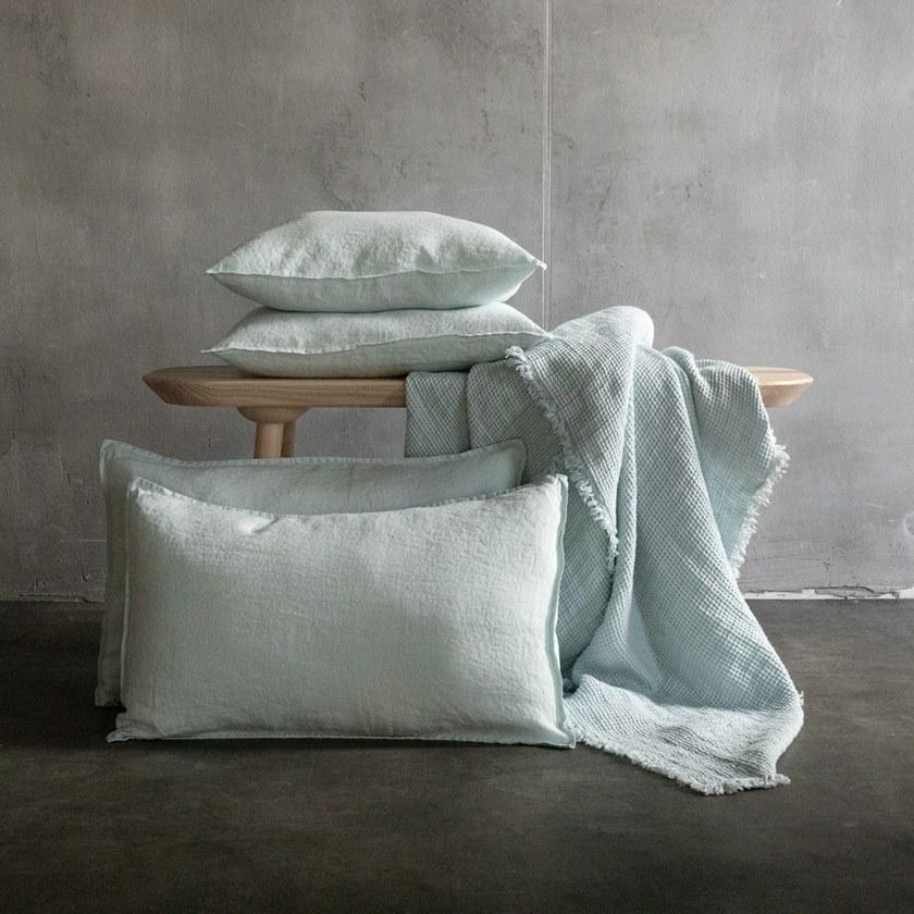 LinenMe Однотонный льняной плед ручной работы Washed waffle big 0914301  - Вид №2