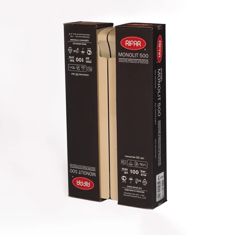 Радиатор секционный Rifar Monolit M50004RAL1015 500/100 4 секции боковое подключение биметалл бежевый 82560838 STLM-2097377 - Вид №3