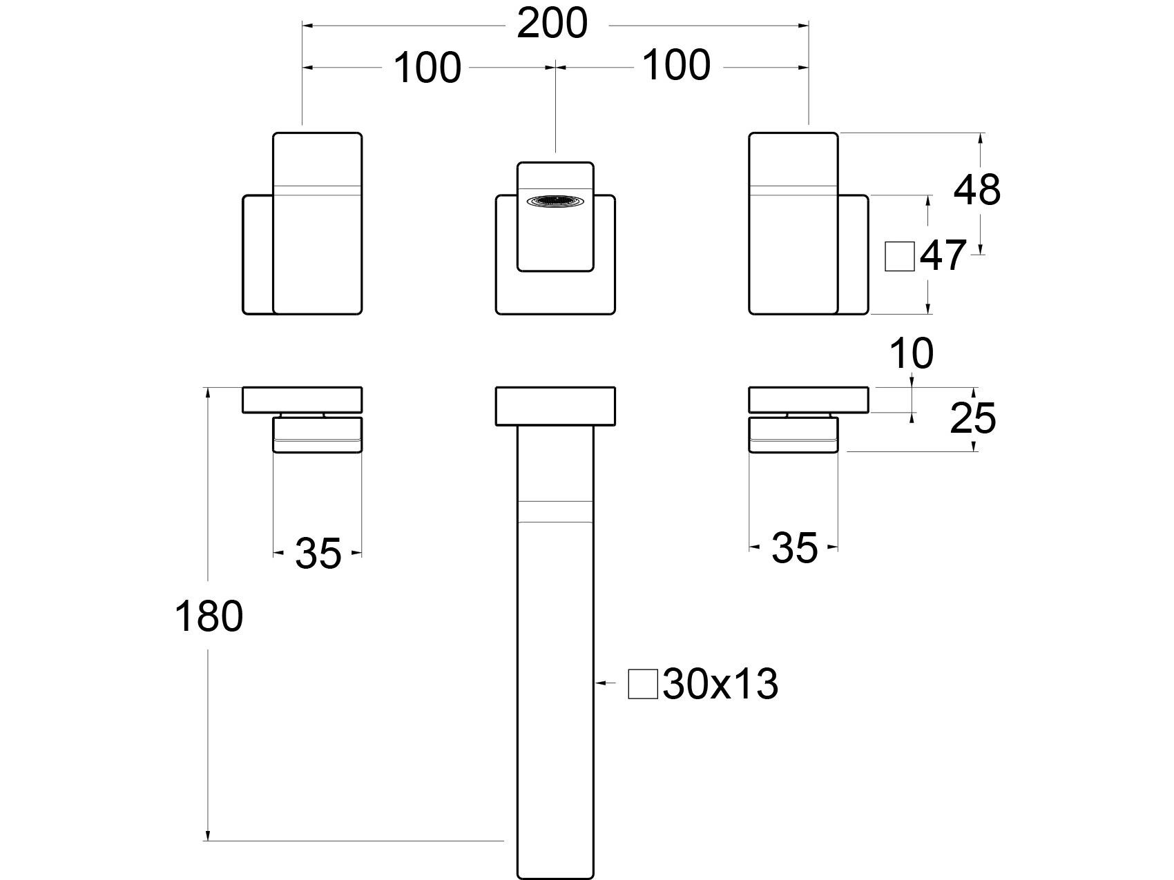 Настенный смеситель для раковины с 3 отверстиями GUGLIELMI RUBINETTERIE Centanni ARCH-00150947 - Вид №2
