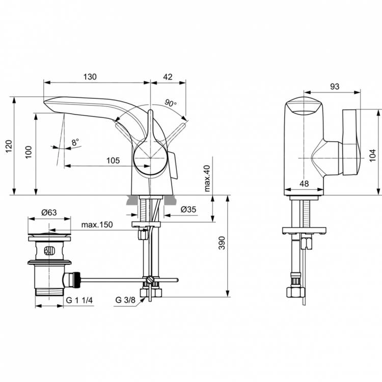 A6117AA Смеситель для раковины Ideal Standard MELANGE - Вид №6