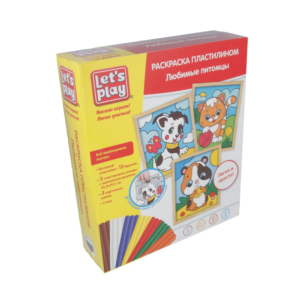 35237 Наборы с мягким пластилином № 2 22х18,5 см СК Любимые питомцы,3 пластик карт Let`s Play 