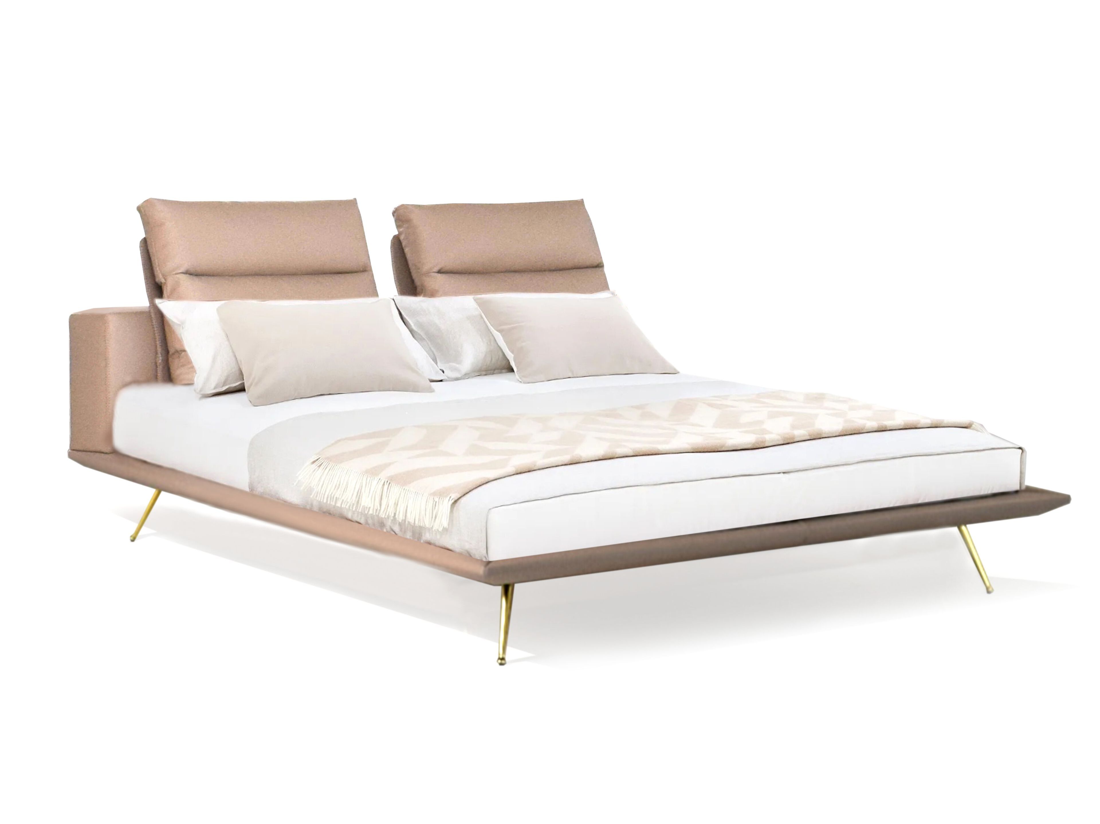 Кожаная двуспальная кровать с мягким изголовьем ABLE Carlton ARCH-00071123