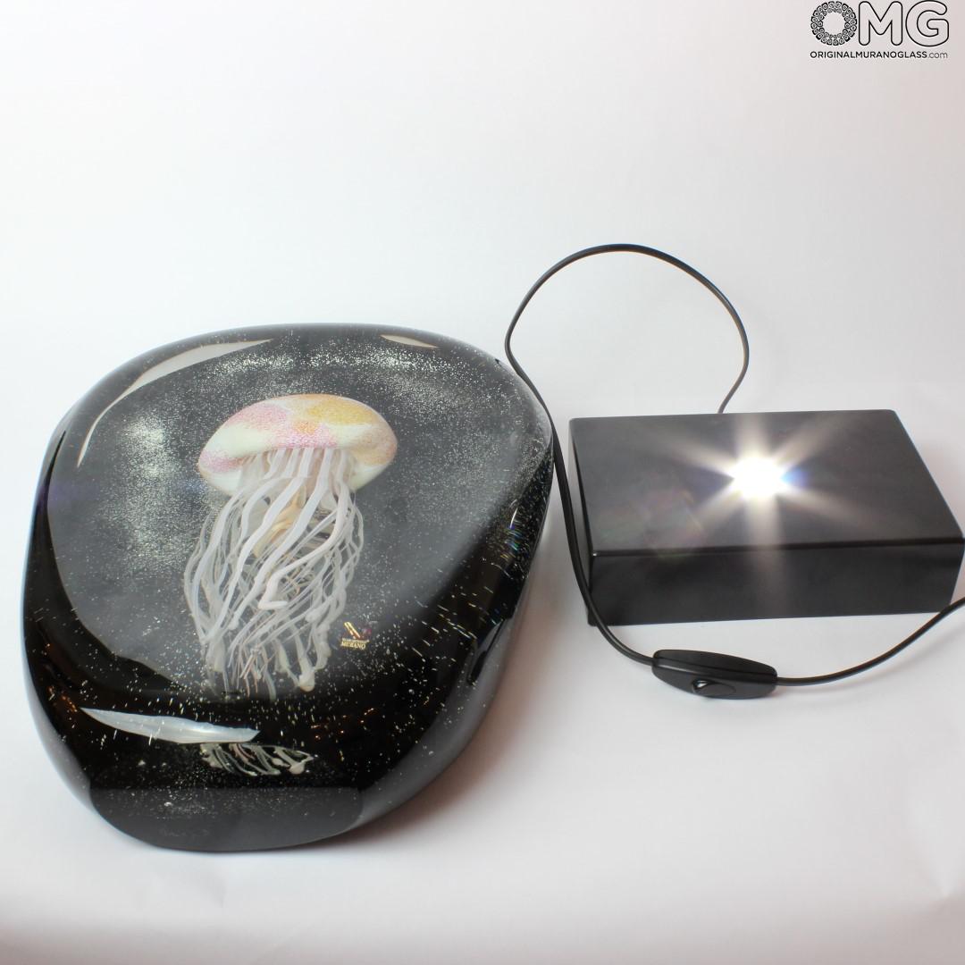 2095 ORIGINALMURANOGLASS Скульптура-лампа медуза - муранское стекло соммерсо 28 см  - Вид №1