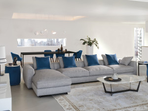 4-местный тканевый диван с полуостровом