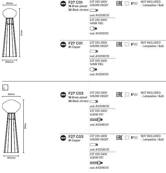 Напольная лампа из дутого стекла Fabbian Aérostat ARCH-00000210 - Вид №3