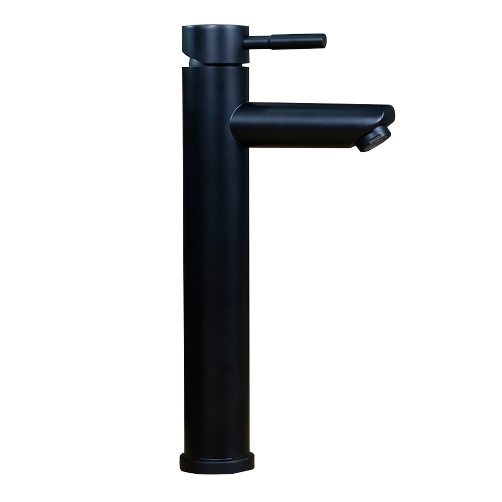 Смеситель д/ум MELANA-610102B Tondo нерж.сталь, однорычажный, черный, литой излив  - Вид №1