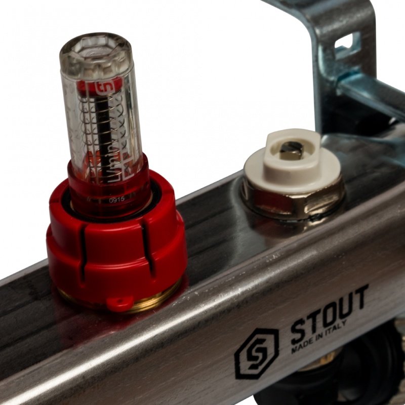 Коллектор из нерж. стали на 4 вых. с расходомерами, сливом и клапаном STOUT SMS0927000004 - Вид №3