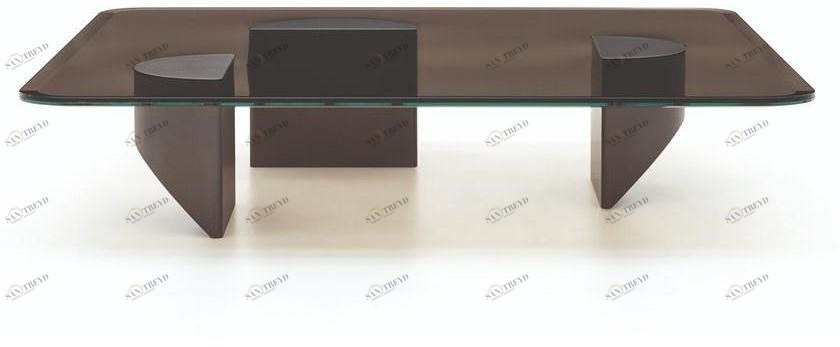 Minotti Низкий квадратный стеклянный журнальный столик Wedge sun-id-1454773