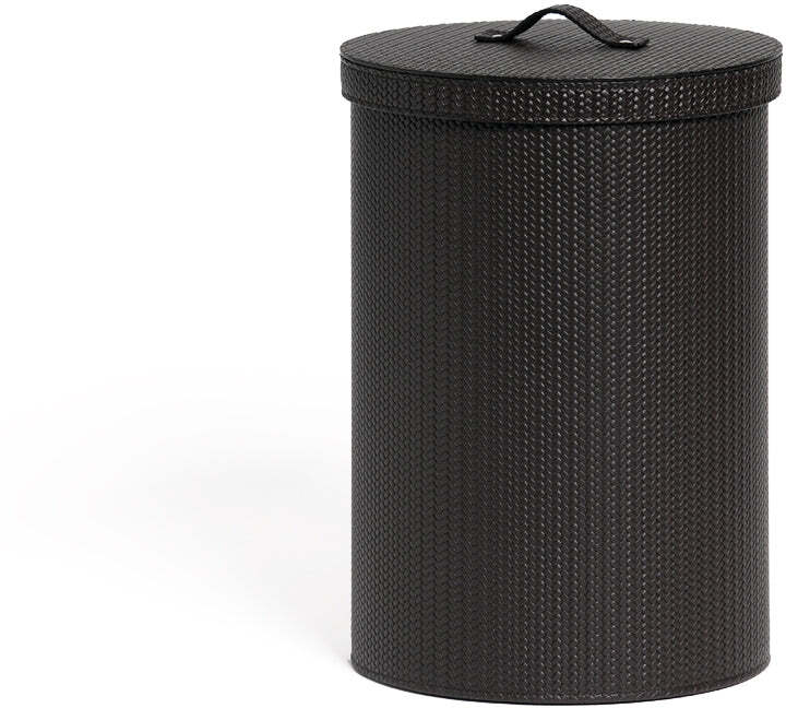 Круглая корзина для бумаг с крышкой - Ø 22X31,5 см / зернистая кожа_светло-серый