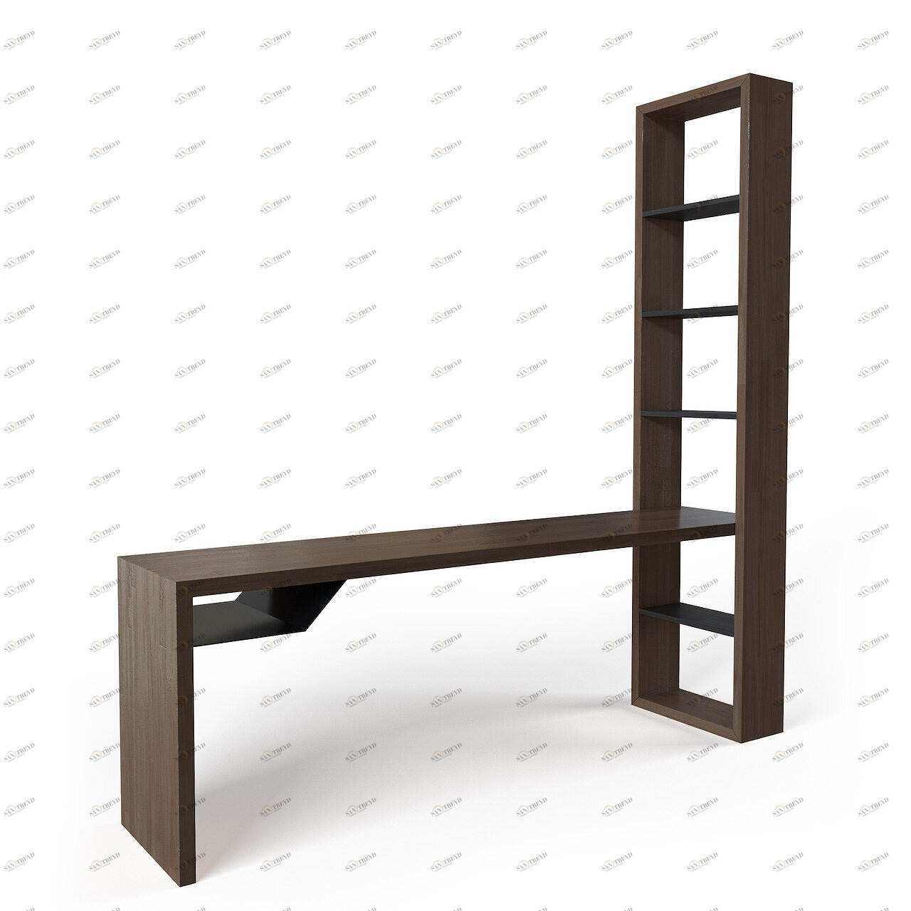 Письменный стол со стеллажом черный EcoComb BRAGIN DESIGN ПИСЬМЕННЫЕ СТОЛЫ ECOCOMB 256612 Коричневый 