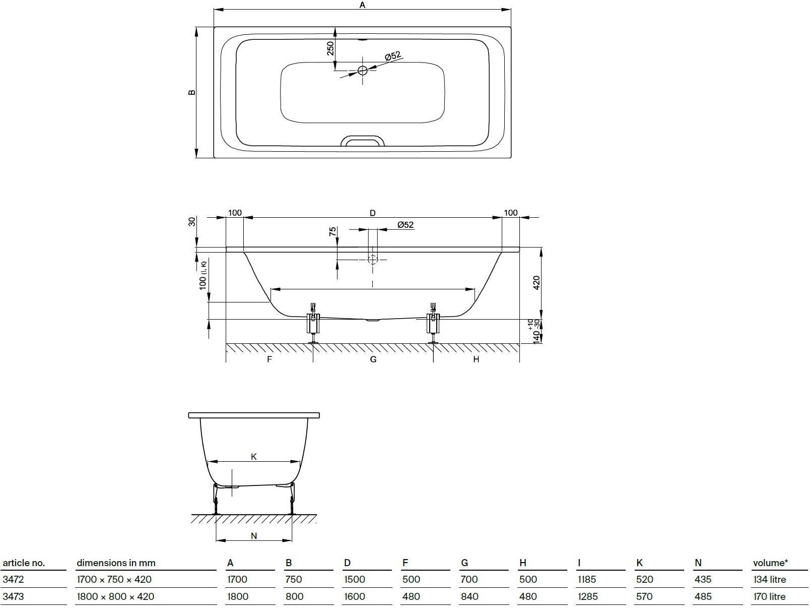 Bette 2-х местная прямоугольная ванна из эмалированной стали sun-id-1468259 - Вид №6