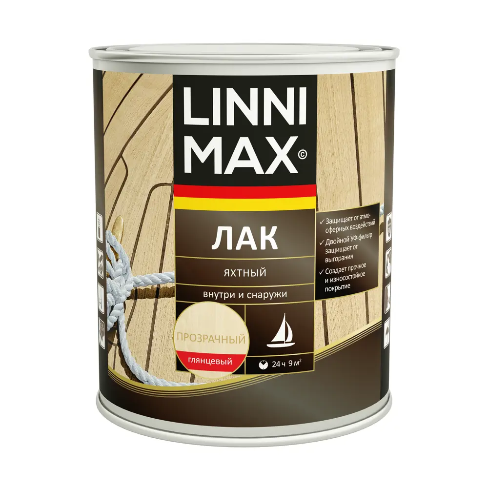 Яхтный лак Linnimax глянцевый бесцветный 0.75 л 89349685 STLM-1496626 - Вид №1