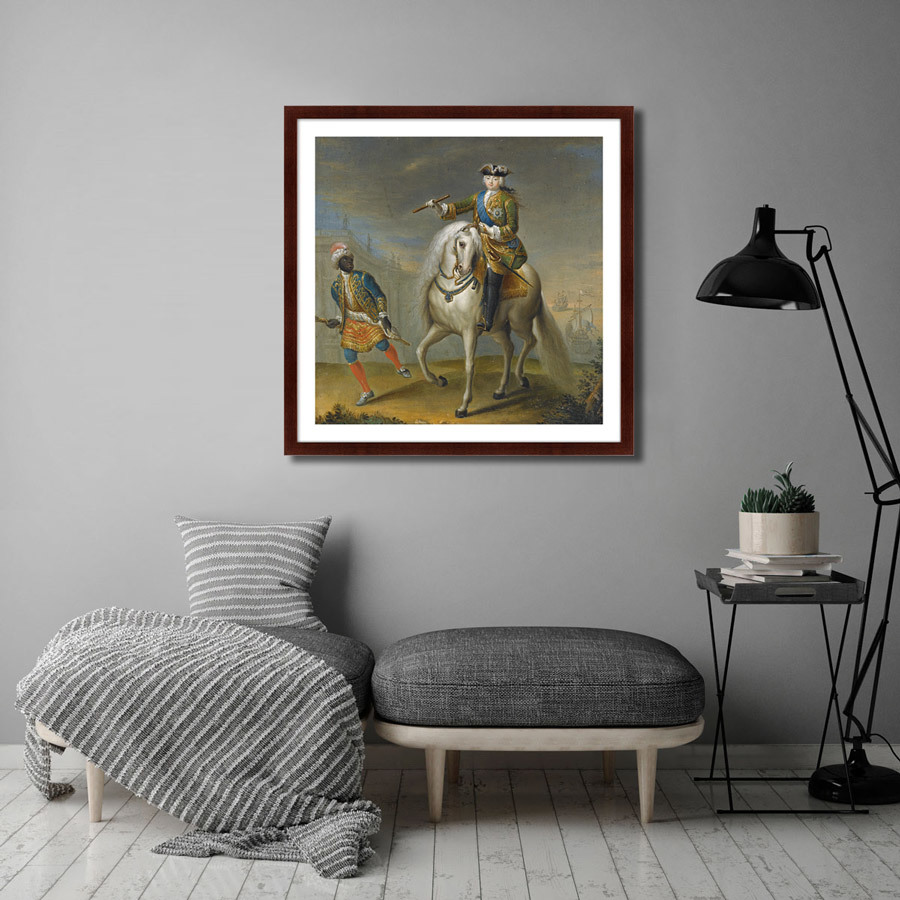 Картина в раме 78,5х78,5 см Empress Elizaveta Petrovna on horseback, 1745г. КАРТИНЫ В КВАРТИРУ  264289 Коричневый;серый;разноцветный  - Вид №2