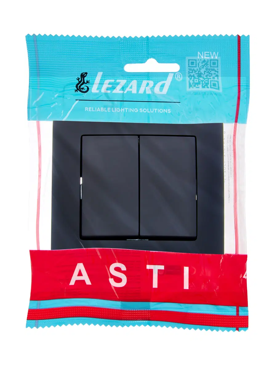 ASTI Выключатель двойной чёрный бархат LEZARD 7081-4242-101 - Вид №3
