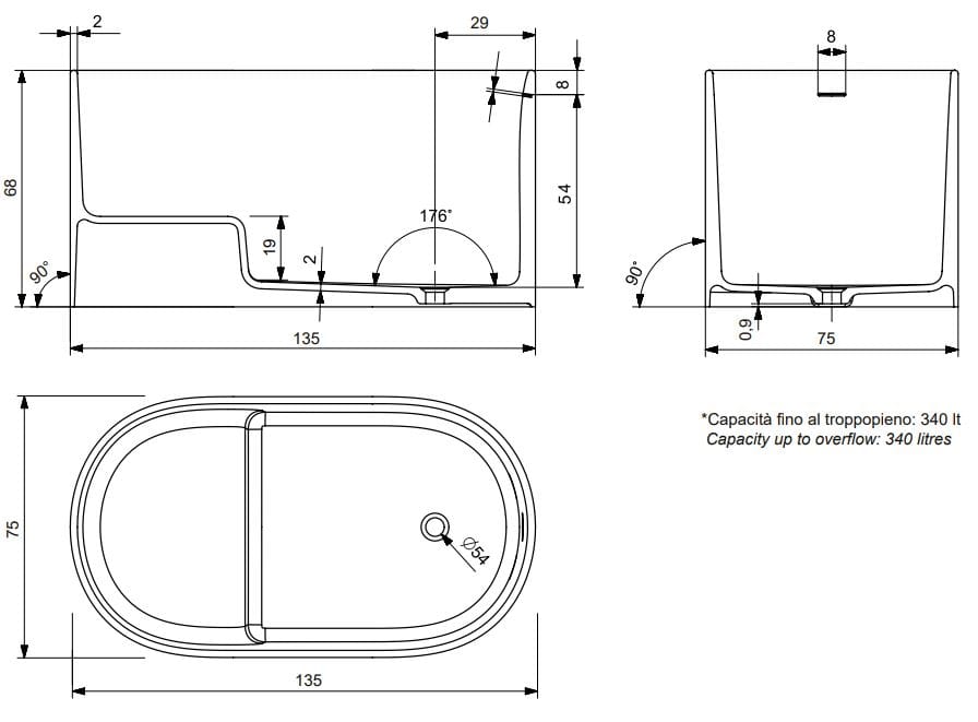 Овальная ванна с сиденьем из Cristalplant® Nic Size ARCH-00051621 - Вид №6