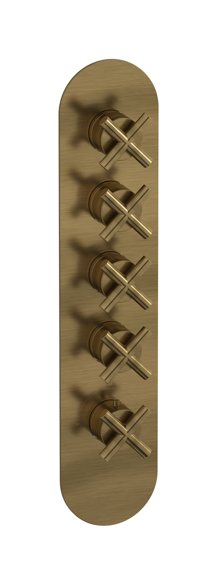 Комплект наружных частей термостата на 4 потребителей - вертикальная овальная панель с ручками Wow WE ARE IB eua412mbnwo Modern Bronze Aqua