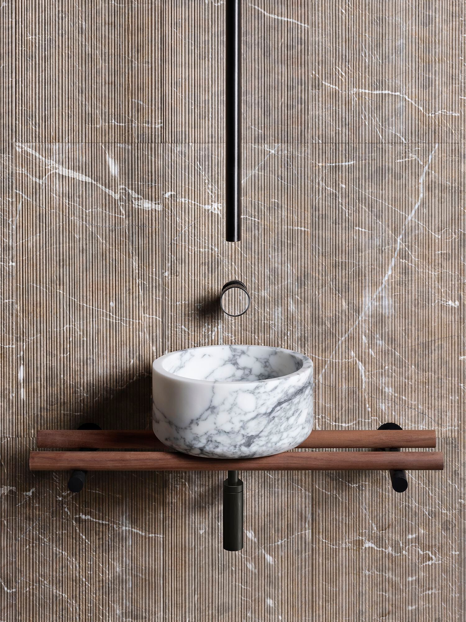 Деревянная подвесная консоль для умывальника LUCE DI CARRARA Tube ARCH-00084808 - Вид №2