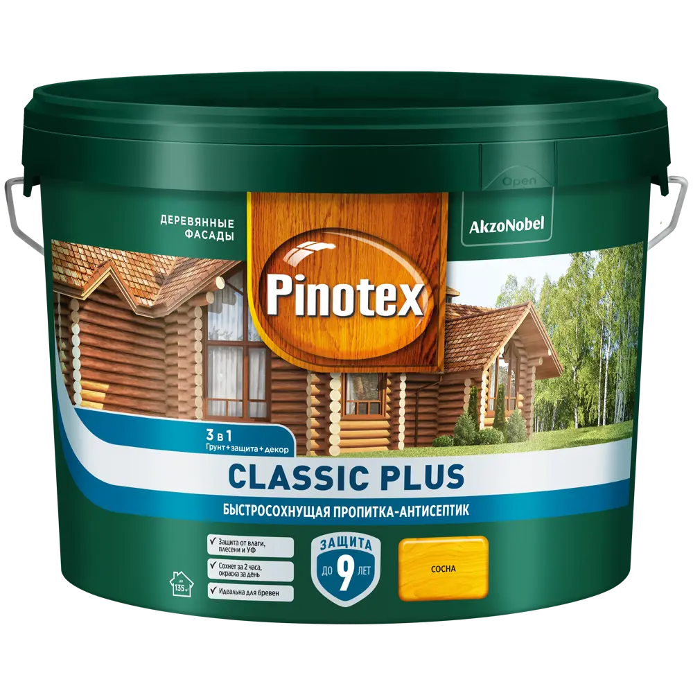 PINOTEX Classic Plus - защитная пропитка для дерева 9 л, цвет Сосна 86544017 STLM-0069902 - Вид №1