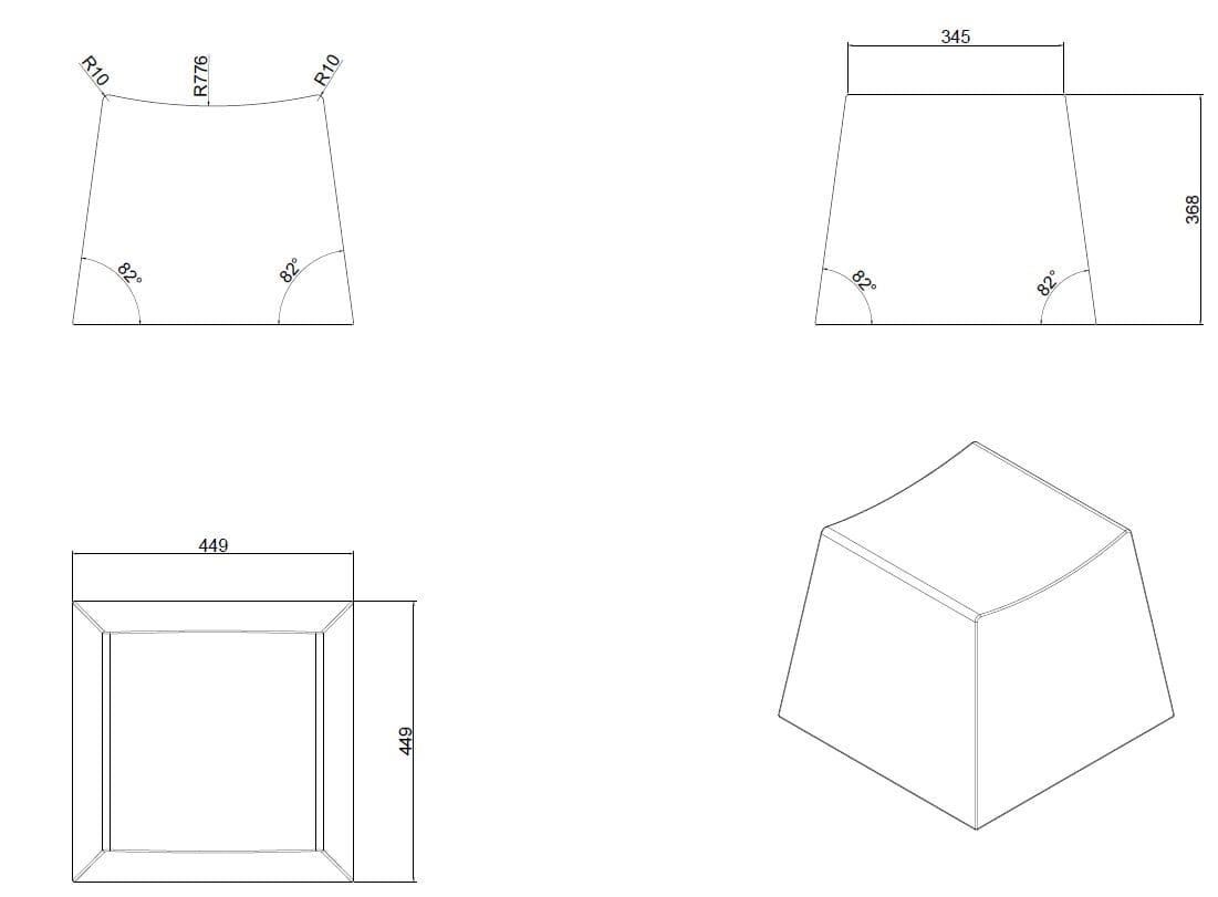 Квадратный модульный пуф с пенопластовым покрытием SIXINCH CTRL ALT DEL ARCH-00076058 - Вид №4