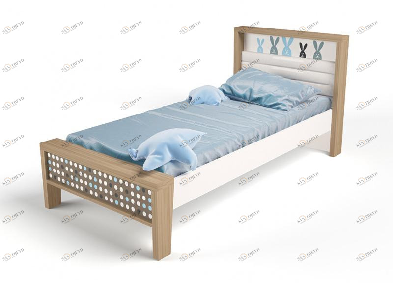 Кровать ABC-KING 160х90 №1MIX BUNNY №1 ( голубой) 4631147961259