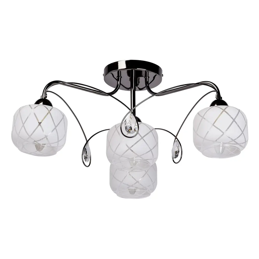 Люстра Грация 4xE27x60 Вт, металл/стекло, цвет никель/белый DEMARKT STLM-2148115