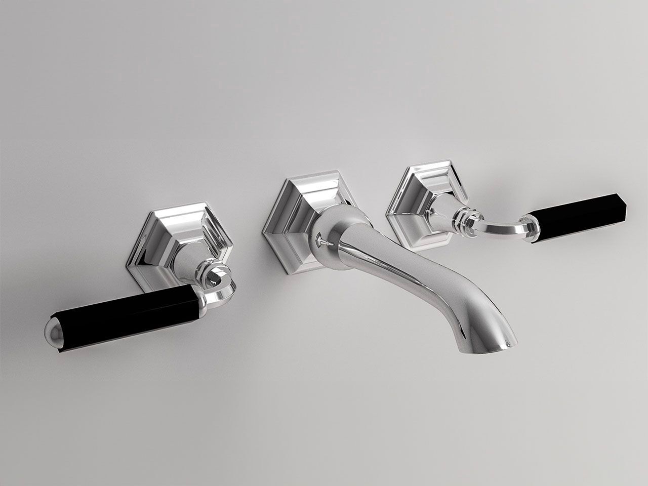 Настенный смеситель для раковины с 3 отверстиями Park Avenue Dark Black ARCH-00139255 - Вид №1