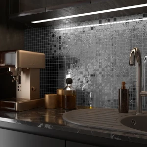 Стеклянная мозаика Kreaforta серый микс для интерьера 30×30 см 89412209