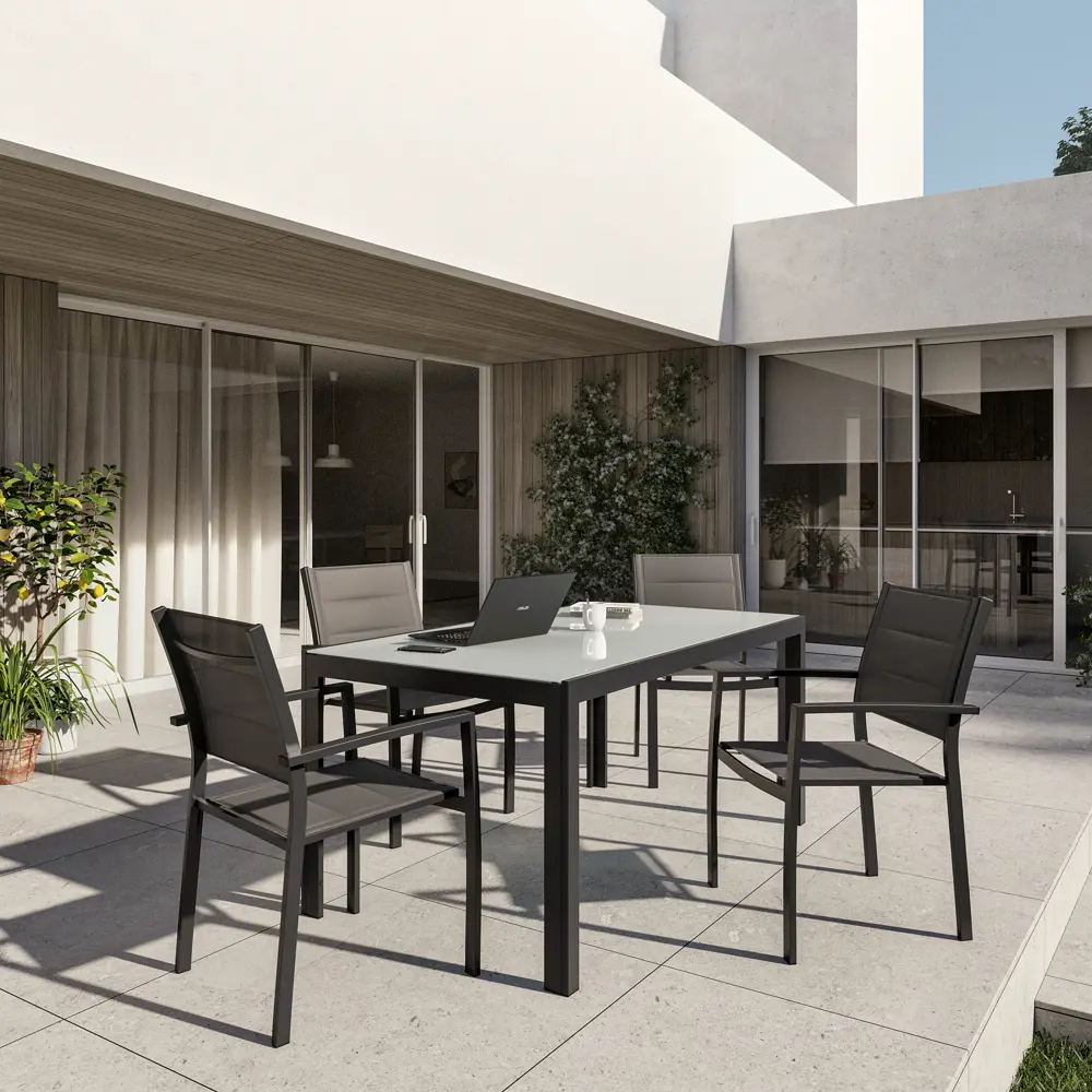 Стол садовый NATERIAL Lyra II с алюминиевой рамой и стеклянной столешницей 84494093 STLM-0960106 - Вид №9