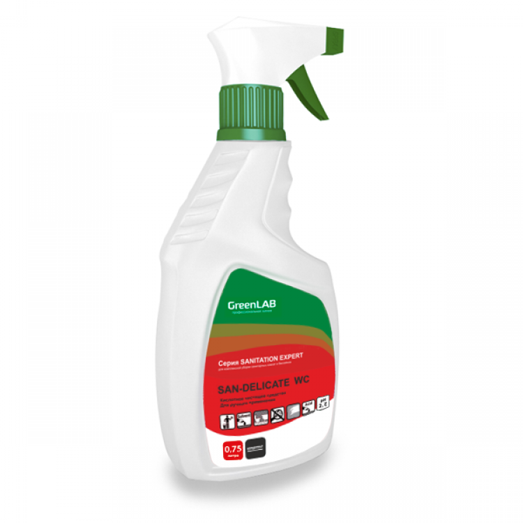 SN-119/075 GreenLAB SAN - DELICATE WC, 0.75 л, для деликатной чистки акриловых ванн 