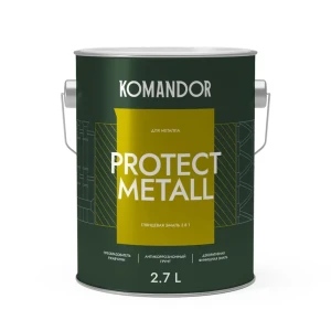 91636888 Грунт-эмаль по ржавчине 3 в 1 Komandor Protect Metall глянцевая прозрачная база С 2.7 л STLM-1476900