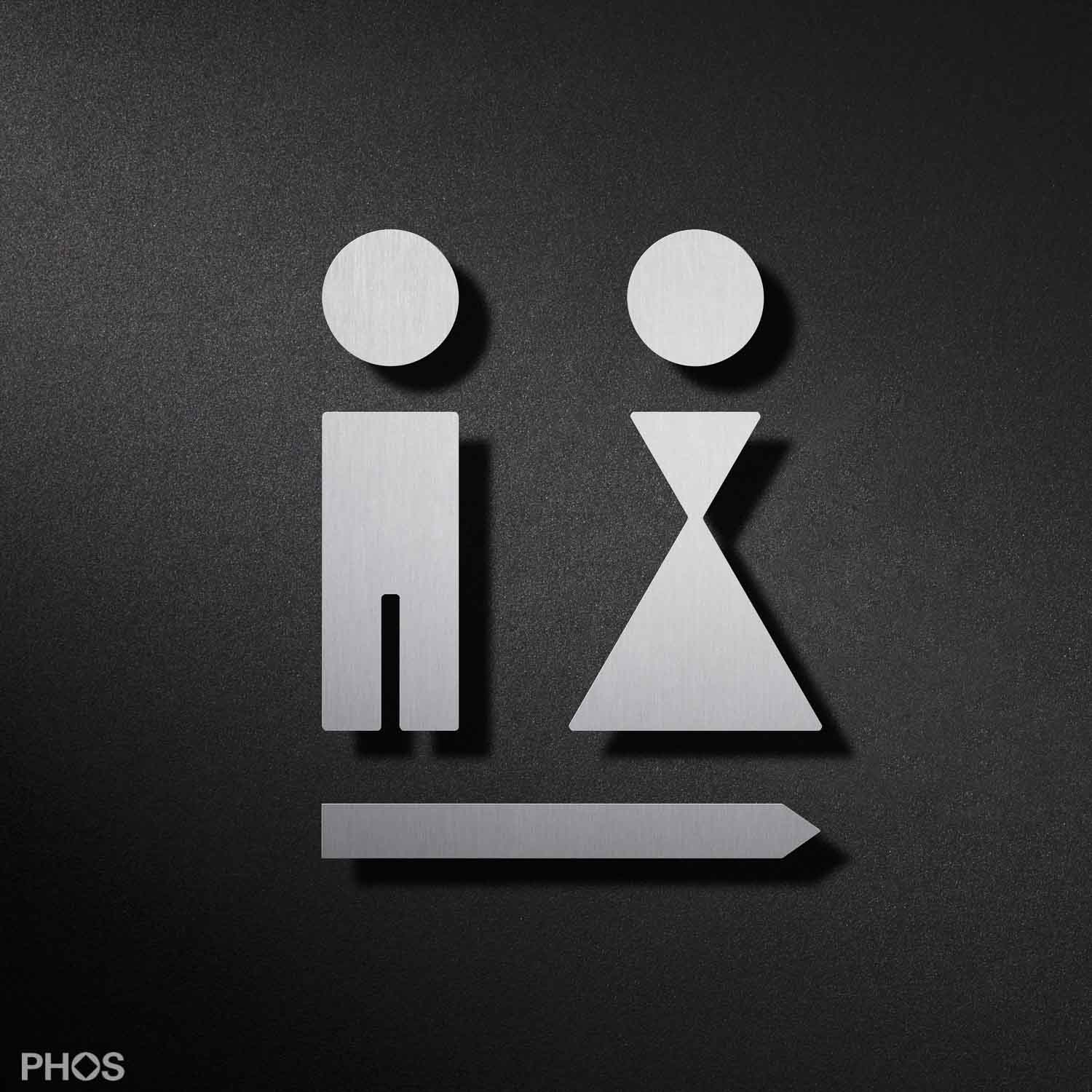 P0102 Пиктограмма туалета для мужчин и женщин со стрелкой PHOS 