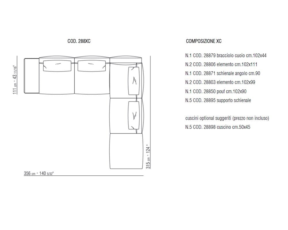 Угловой диван из ткани Flexform Harper ARCH-00029402 - Вид №14