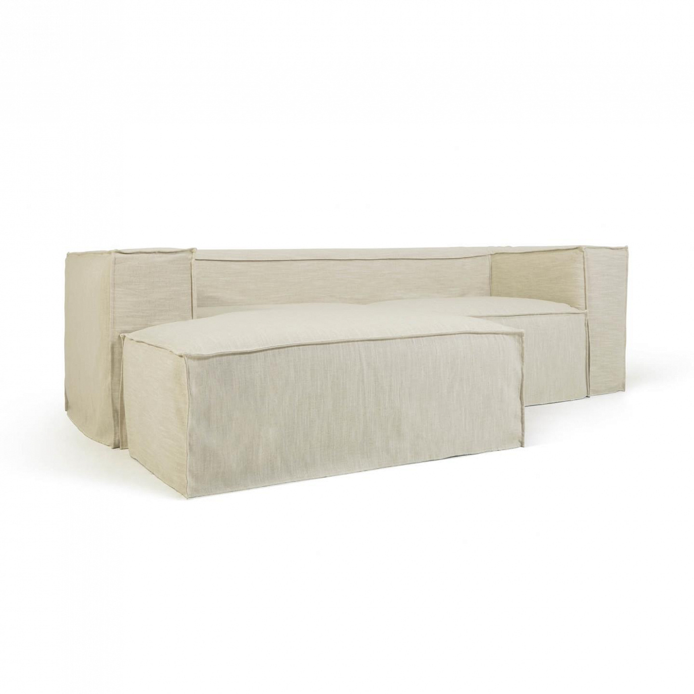 107982 Диван 2-х местный с левым шезлонгом и съемными чехлами из белого льна 240 см La Forma Blok - Вид №2
