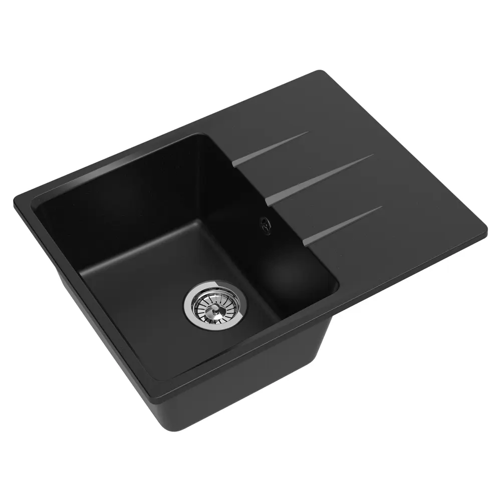 Кухонная мойка DELINIA с крылом 64×49 см, черный кварц 87806426 Мойка врезная STLM-1399309 - Вид №2