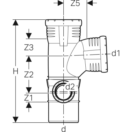 GEBERIT 393.570.14.1 Крестовина двухплоскостная комбинированная Geberit Silent-Pro 87,5°, левая  - Вид №3