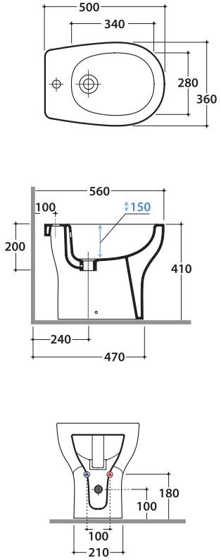 Gr009 Биде напольное Grace Ceramica Globo - Вид №1