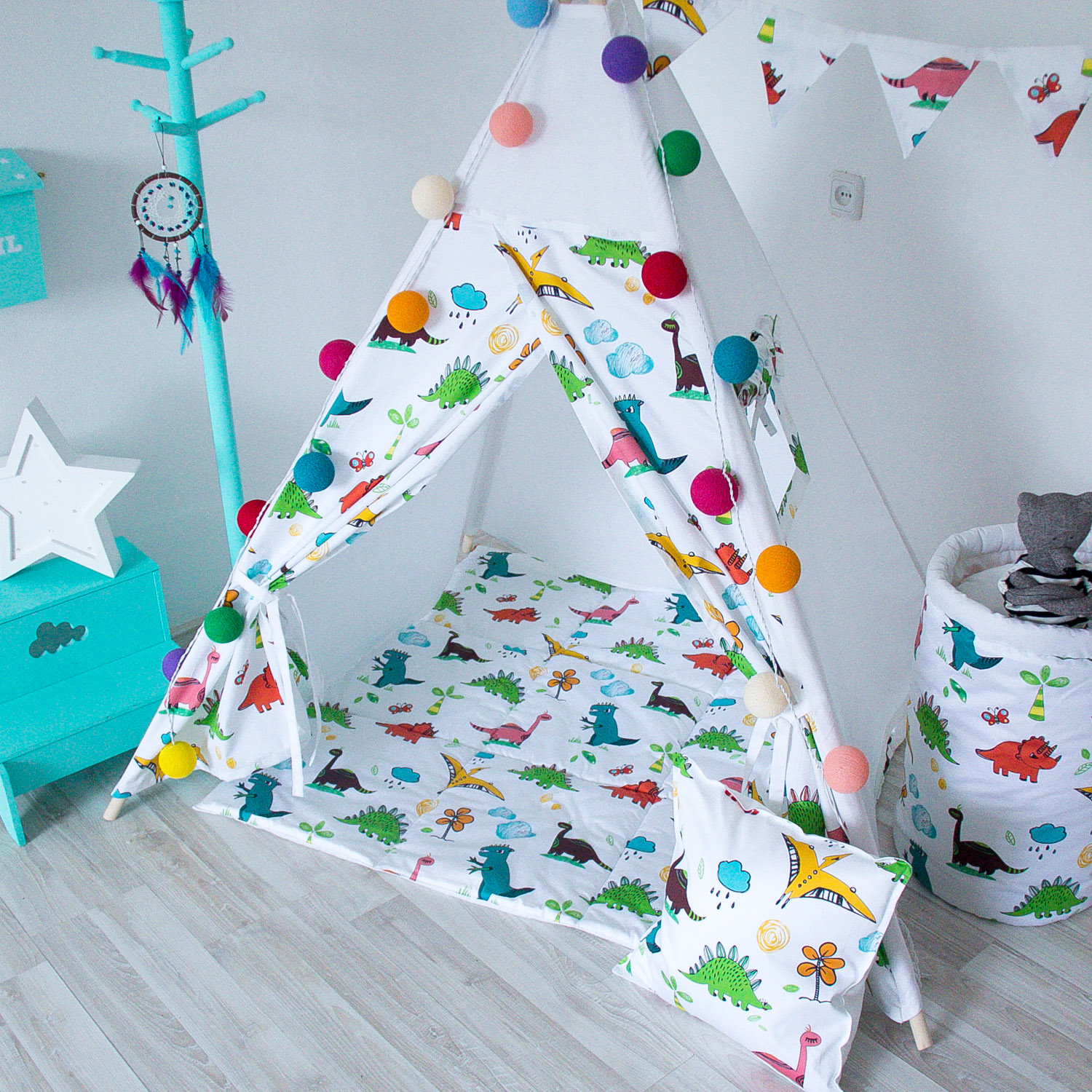 Подушка Dino 40 х 40 см VAMVIGVAM DINO 281818 Красный;желтый;зеленый Santreyd - Вид №3