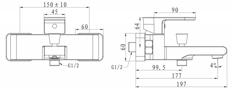 Смеситель для ванны и душа TERRA TER-VASM-CRM BELBAGNO  - Вид №1