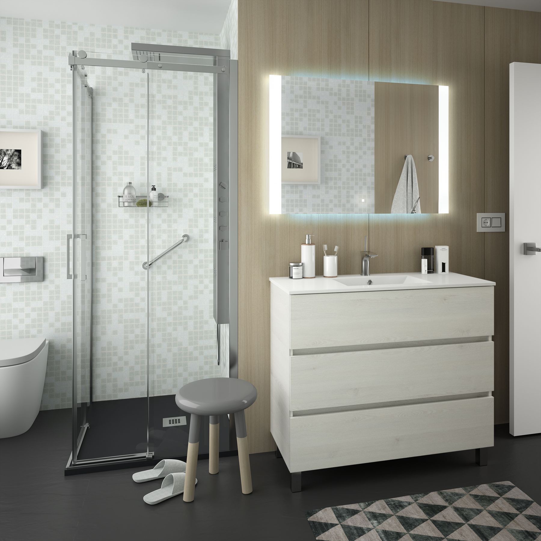 23254 SALGAR Мебель для умывальника FUSSION LINE 1000 SBIANCATO с 3 ящиками 997 x 868 x 450 мм Sbiancato