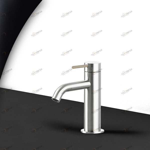 Смеситель для раковины сталь глянцевая с серой ручкой Toki Radomonte TKI1LCIL18