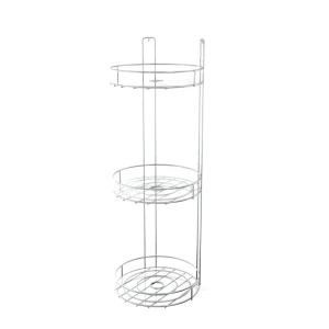 Полка для ванной Lemer Round трехъярусная угловая 22x22x50 см, металл, цвет хром