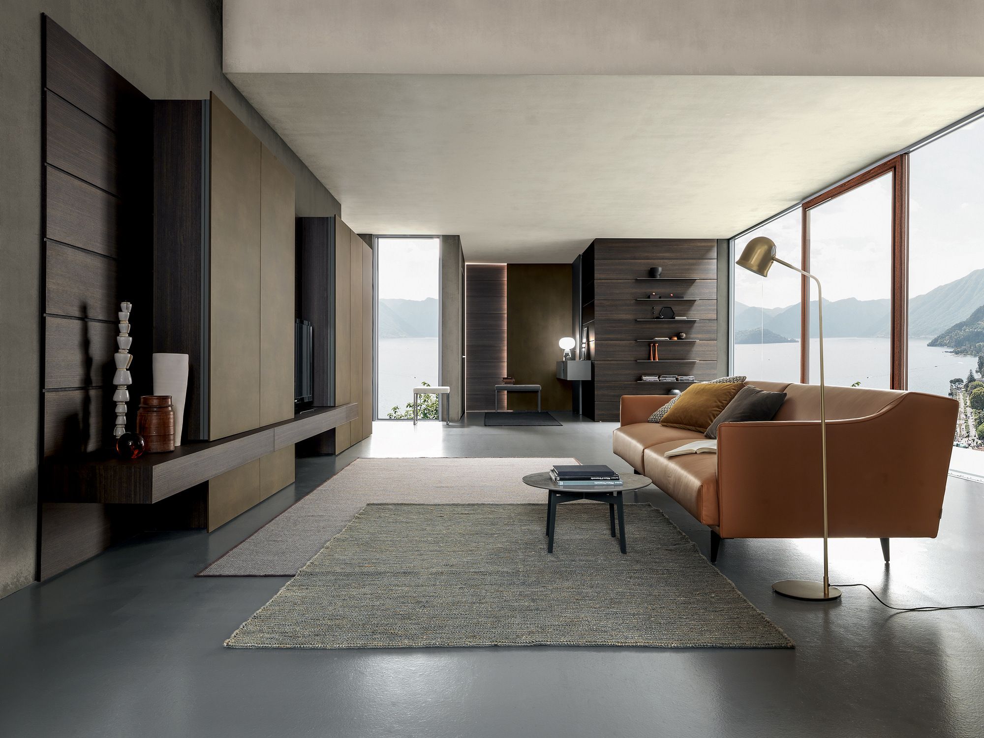 Оборудованная алюминиевая настенная стойка с подставкой для телевизора MODULNOVA MH6 ARCH-00109301 - Вид №1