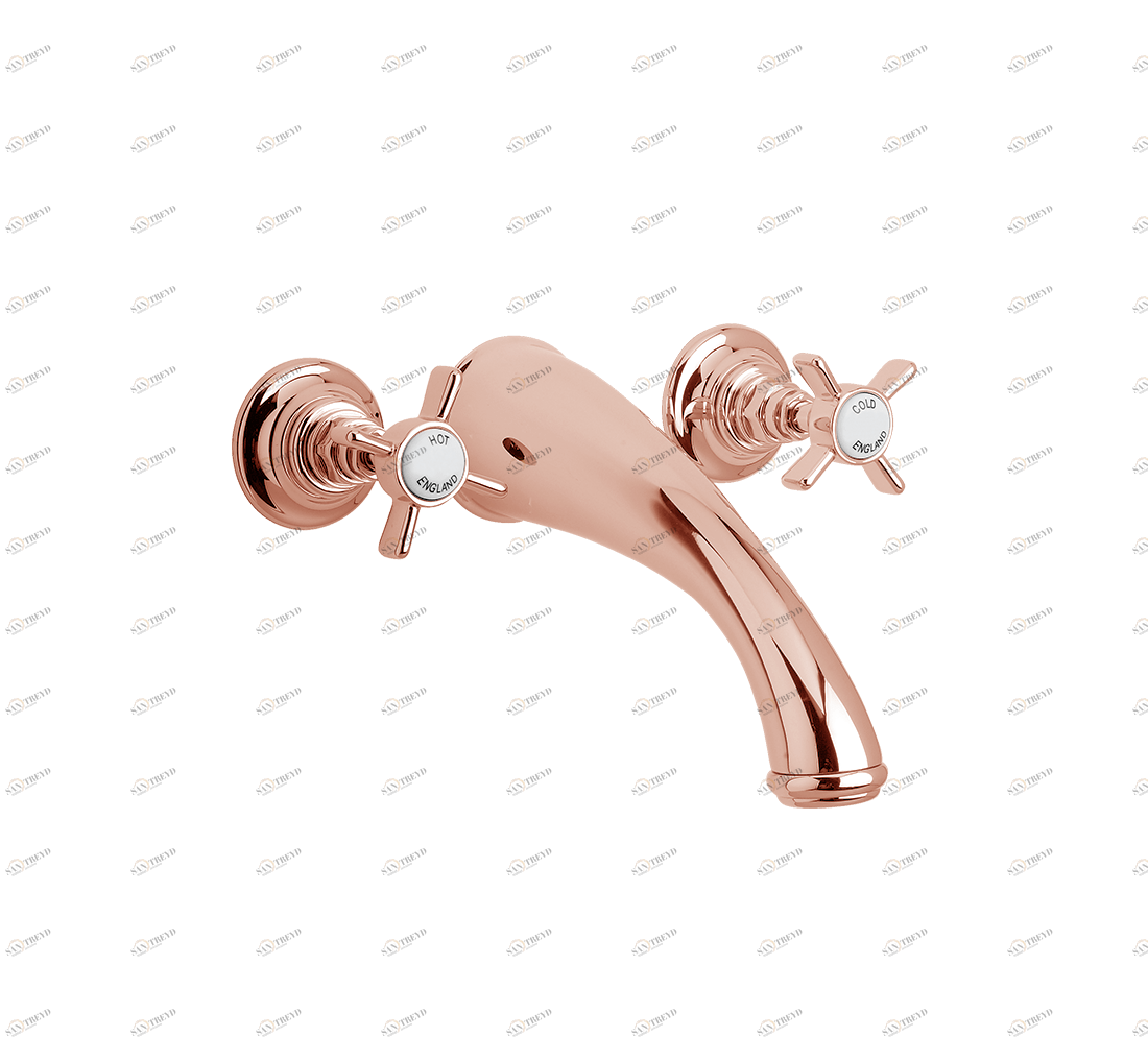 Gentry Home Смеситель для раковины Style на три отверстия с всплывающей пастой Ascot Rose gold GH101235 