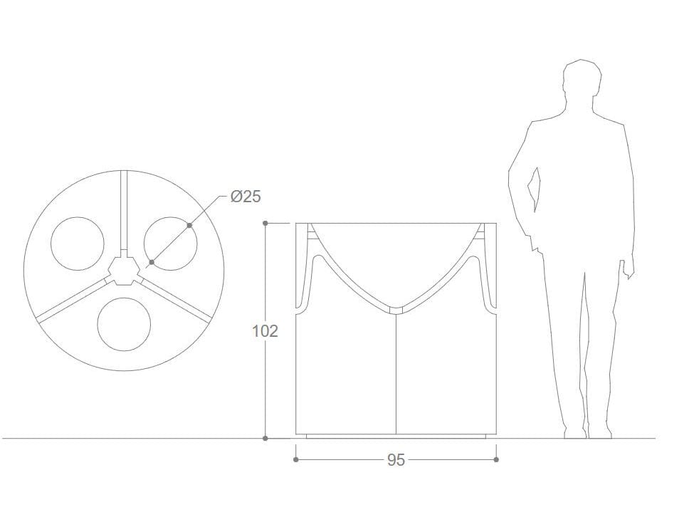 Корзина для мусора из листового металла для раздельного сбора DIMCAR KURT THREE ARCH-00086160 - Вид №1