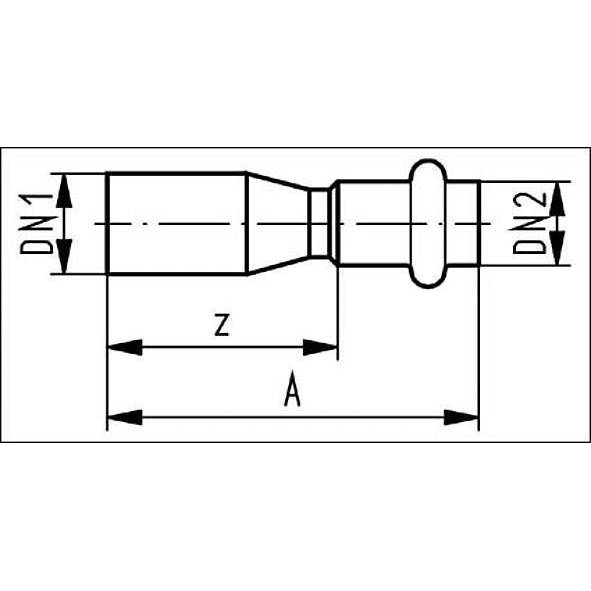 6912438976 SANHA 91243 пресс-фит. нерж.сталь, ниппель ВПр-НПр 88,9ax76,1 мм  - Вид №1